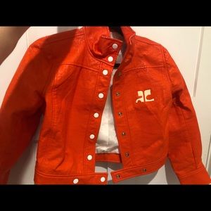 Courreges Paris orange vinyl jacket